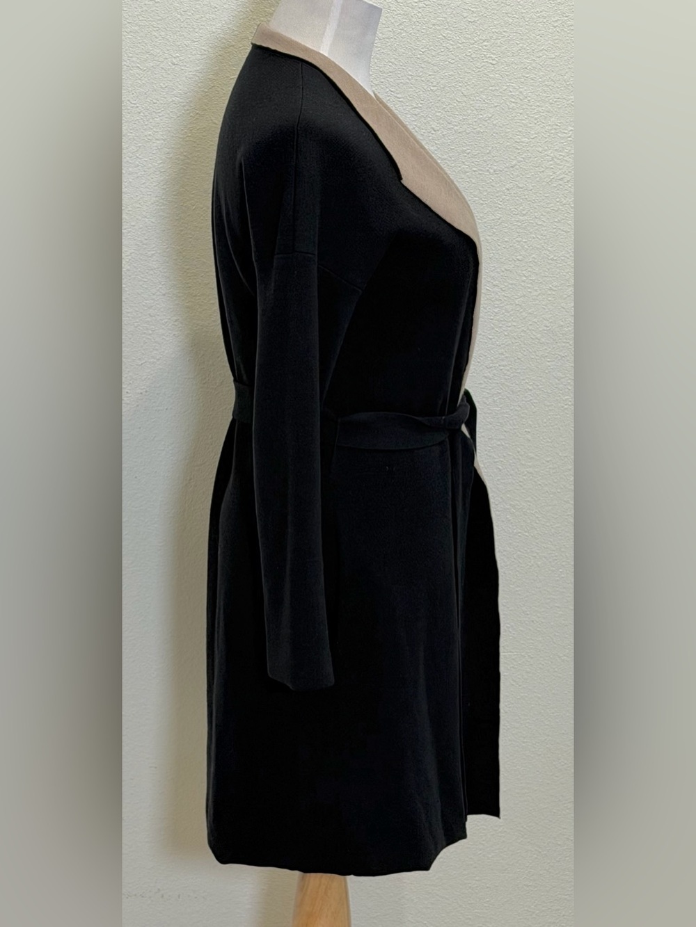 MM LaFleur O’Keeffe Sweater Coat Small Black Tan Wool Silk Cashmere Cardigan - Picture 5 of 10
